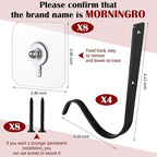 MorningRo 4 Set Large Front Door Garland Hanger Heavy Duty Cast Iron 33 lb Door Garland Hanger Self Adhesive Hook No Nails Screws for Christmas Halloween Decorations(Black)