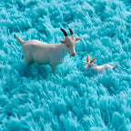 FJZFING Blue Round Rug Ultra-Soft Plush Modern 7x7 Circle Area Rug for Kid's Bedroom, Fluffy Shag Circular Rug for Nursery Room, Non-Slip Home Decor Cute Blue Carpet for Teen's Room