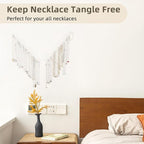 Acrylic Necklace Holder 2 Pack Wall Mounted Necklace Organizer Hanging Jewelry Organizer with 17 Hooks for Necklaces, Bracelets, Rings and Bangles Display (14.17 inch)