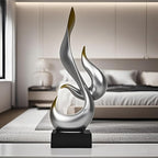 Silver Fire Flame Sculpture, Modern Abstract Resin Statue, Art Statue Home Decor for Living Room TV Stand Coffee Table Shelf Accents Decor