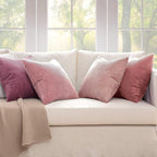 MIULEE Pack of 4 Purple Pink Valentines Corduroy Decorative Throw Pillow Covers 18x18 Inch Soft Boho Striped Pillow Covers Modern Farmhouse Spring Home Decor for Sofa Living Room Couch Bed