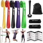 WHATAFIT Resistance Bands,Pull Up Assist Bands Set with Handles, Exercise & Workout Bands with Door Anchor for Men & Women – Home Fitness Equipment for Strength Training, Stretching