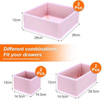 uxcell 1 Set Foldable Cloth Storage Box, 6 Slots Fabric Socks Underwear Drawer Dividers Organizers Baskets Bins for Clothes Socks Scarves Ties, Pink