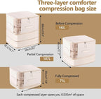 4 Pack Space Saving Comforter Storage Bag with Handle, 3-Layer Compression Blanket Storage Bags Adjustable In 3 Sizes (142L, 107L, 71L), Washable Bedding Organizer For Pillow Duvet Clothing Plush Toy