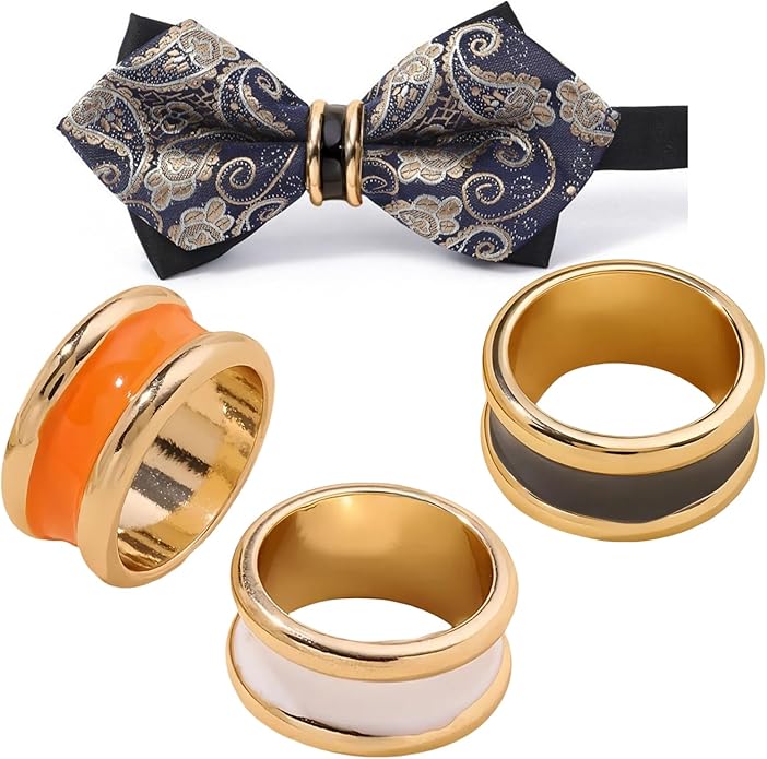 SYWDUDUCLT Scarf Ring for Women's Shawl, Silk Neckerchief, Tshirt, Gold/Sivler, S/M/L, 2 Pcs