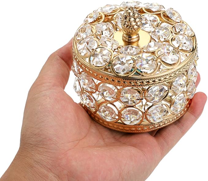 Hipiwe Crystal Mirrored Jewelry Box Jewelry Trinket Organizer Box Home Decor Ring Earrings Necklace Storage Holder Keepsake Box