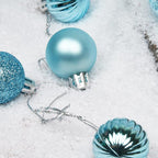 Emopeak 24Pcs Christmas Balls Ornaments for Xmas Christmas Tree - 4 Style Shatterproof Christmas Tree Decorations Hanging Ball for Holiday Wedding Party Decoration (Teal Blue, 1.3"/3.2CM)