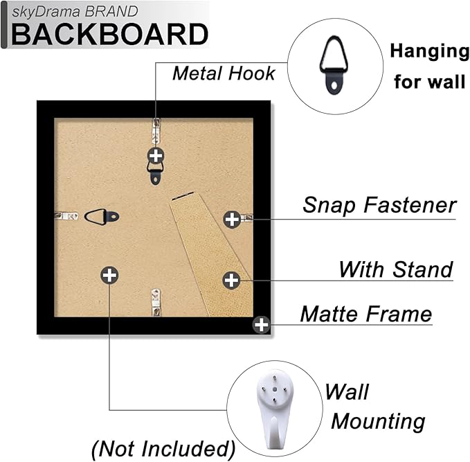 100% Solid Wood 4x4 Frame Set of 2, Black Square Picture Frame for 4 x 4 Picture Poster Photo, Light Weight 4by4 HQ Matte Black Frame for Wall - 2 Pack/Black/4"x4"