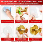 4 Pack Suction Cup Wreath Hanger, New No Drill Suction Cup Hooks for Door Wreaths, Reusable Holder for Glass Window, Door, Fall, Halloween, Christmas, Welcome Sign(Gold)