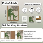 Funny Frog Smoking Wall Art Whimsical Green Frog Wall Decor Painting Cute Animal Bar Cart Poster Canvas Prints for Bedroom Living Room 16x24 inch Wood Framed