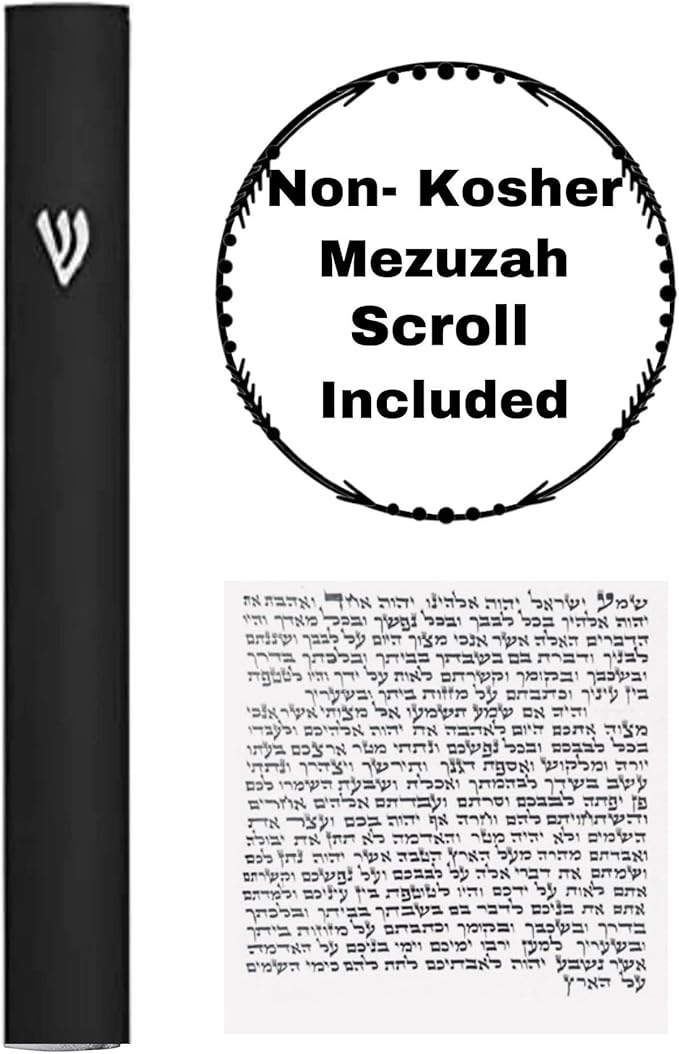A&S Mezuzot Alumium Mezuzah Case in Silver Shin Design Weatherproof Door Mezuza Judaica Art for Home Blessing (Black, 7 Inches)
