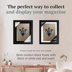 Creative Picture Frames 9.25 x 13 Magazine Frame with Full-Strength Glass, Holds Up To A 1/4" Thick Media with Installed Hangers for Easy Mounting, 11x14 Black Frame withBlack Mat