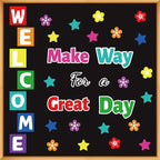 Classroom Bulletin Board Decoration Set Welcome Banner Wall Door Decor Colorful Classroom Decorations for Kindergarten Preschool Elementary Middle School (Welcome, Make Way for a Great Day)