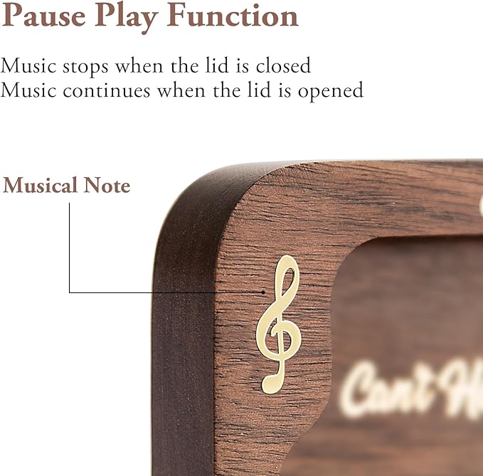 Cant Help Falling in Lov Wind Up Wooden Music Box, Vintage Musical Gifts for Birthday Christmas Valentine's Day Anniversary (Walnut)