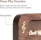 Cant Help Falling in Lov Wind Up Wooden Music Box, Vintage Musical Gifts for Birthday Christmas Valentine's Day Anniversary (Walnut)