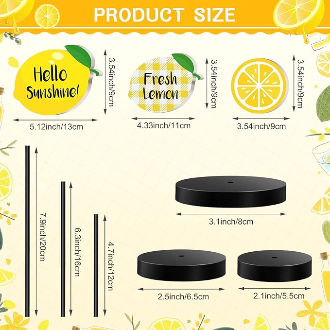 Maitys 3 Pcs Summer Lemon Wooden Table Decor Yellow Lemon Tiered Tray Decoration Rustic Summer Table Centerpiece Standing Block Sign for Home Kitchen