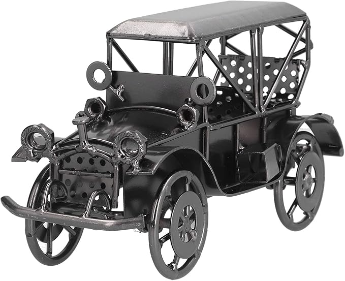 Vintage Grey Classic Car Ornament, Retro Iron Antique Model Decoration for Home Office Desk, Mini Metal Collectible Craft with Authentic Detailing for Car Enthusiasts