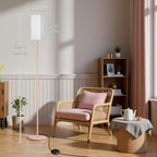 Floor Lamp, Pole Lamp with Foot Switch, Modern Standing Lamp Shade, Minimalist Freestanding Lamp (Bulb Not Included), for Living Room, Bedroom Office ETL Listed, Pink and White PCW07LD05