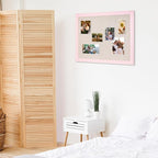 DOLLAR BOSS Bulletin Board with Linen 24'' x 18'' Pink Framed Cork Boards for Walls, Photo Display Pin Board, Decorative Corkboard for Office Home School Girls Dorm Decor with 10 Pushpins, White
