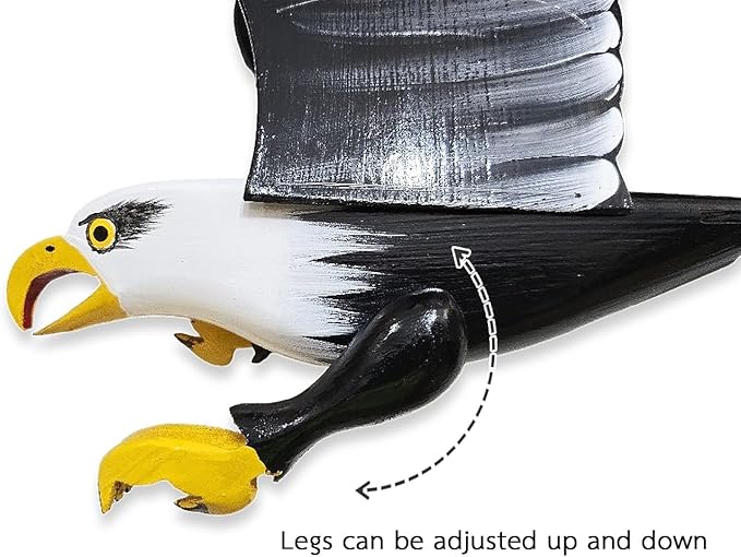 WitnyStore Wooden Bird Mobile 25" Black Flying Eagle Hand Made Painted Wood Flapping Wing Birds Hanging Ceiling Decor Wind Chimes Handcrafted Art Animal Decorative Collectibles Décor Gifts Souvenirs