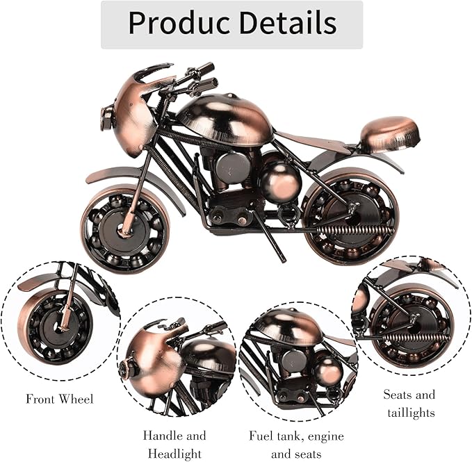 Metal Motorcycle Model - Collectible Moto Decor, Ideal Motorcycle Gifts for Men, Handcrafted Metal Replica for Study/Office/Living Room Decoration