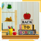 Lineshading 4 Pcs Back to School Table Decorations Retro Red Apples Decor Back to School Tiered Tray Decor Apple Centerpieces Rustic Wood Pencil Block Sign Farmhouse Gifts for Class Party Home Shelf