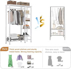 VECELO Open Garment Clothing Rack, Free-Standing Heavy Duty Storage Closet with 5 Shelves and Hanging Rod for Small Spaces, Max Load 350LBS, White