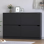 Shoe Cabinet with 4 Flip Drawers, Narrow Hidden Shoe Storage Cabinet, Slim Freestanding Shoe Rack Organizer for Entryway, Hallway, Bedroom, Living Room