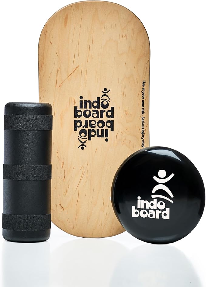 The Indo Board “Rocker” Training Package. Included Balance Board, Roller, and Cushion. Balance Training for Core Strength, Stability & Athletic Performance - Surfing, Skateboarding, Snowboarding. Designed for Progression.