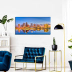AIYISU Florida Wall Art Tampa Downtown Skyline Canvas Picture USA City Landscape Wall Decor, Modern Cityscape Painting Night River Prints Poster Artwork for Living Room Bedroom Home Decoration 24x48