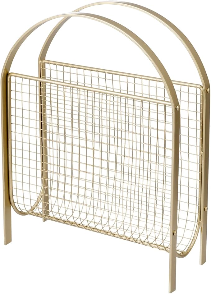 MyGift Magazine Rack, Floor Freestanding Magazine Holder for Bathroom Bedroom Office, Books Newspapers File Mail Organizer, Mid Century Modern Decor Wire Storage for Tablets and Documents