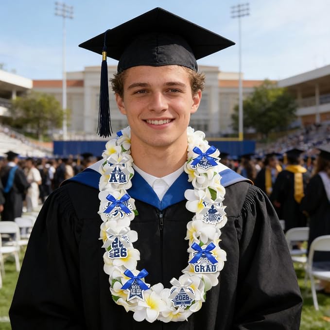 Leis for Graduation 2026, Artificial Flower Wreath with Cards Graduation Lays Gifts, Congrats Grad for High School