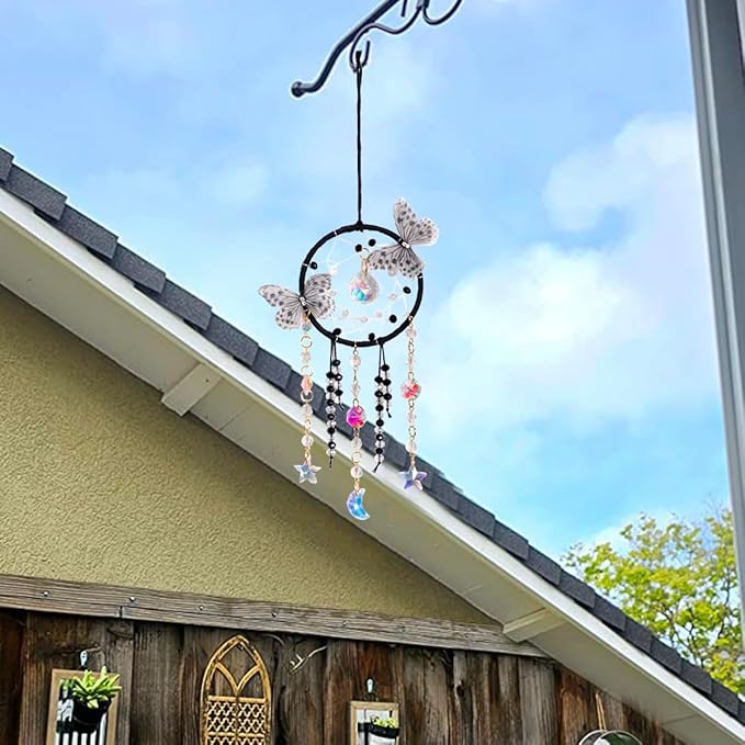 Artilady Dream Catcher for Girls - Butterfly Small Dream Catchers with Crystals Cute Room Decor for Teen Girls Boys Boho Bedroom Wall Home Decorations Birthday Christmas Women Kids Gifts