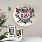 250th Anniversary Decorative Plates 8 Inch Baseball Theme Patriotic Decorations Commemorative Plates with Stand Independence Day 4th of July Semiquincentennial Decor