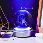 Movdyka 3D Crystal Ball Moon & Fairy Statue Decor Gifts for Women Girls with Colorful LED Base, 3D Laser Fairy Snow Globe Home Decor Crafts - 3.15"/8CM