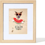 11x14 Picture Frame Wooden with Real Glass for Wall, Display 8x10 Picture with Mat or 11x14 without,Art Poster Frame,Perfect for Home Décor Gifts