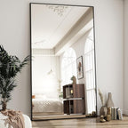 BEAUTYPEAK 76"x34" Rectangle Full Body Floor Mirrors, Full Length Mirror Hanging or Leaning, Aluminum Alloy Frame Wall Mirror for Bedroom, Dressing Room, Black