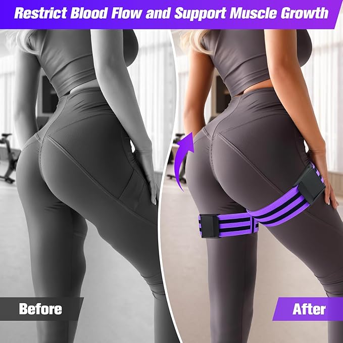 Booty Bands, Blood Flow Restriction Bands for Women/Men, Adjustable BFR Training Bands for Glutes & Hip Building, Occlusion Resistance Bands