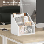 YATINEY Magazine Holder, Wood Magazine Rack Floor, Mail Organizer Countertop, Magazine Mail Holder Sorter, Record Holder for Magazines, Books, Newspapers, Tablets, White MR02WW