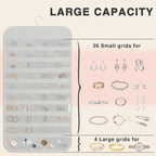 2-Pack Hanging Jewelry Organizer Storage, 40 Pockets 36 Hooks Necklace Earring Necklace Bracelet Ring Organizer, Double - Sided Design, White
