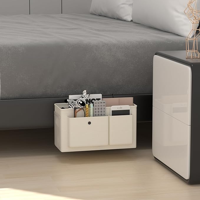 Edudif Bedside Caddy Bedside Organizer with Fixed Straps & Water Bottle Holder, Bunk Bed Caddy ideal for Home, Dorm, Hospital, Crib, Versatile Bedside Storage Solution