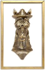 Newinhome Animal Heads Wall Decor (Includes Metal Frame) Resin Animals Sculptures Head Wall Hanging Decoration Gold vintage Wall Sculpture for Living Room Bedroom Office(Horse)