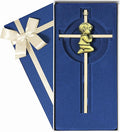 Tryuunion Baby Wall Cross Baptism and Christening Gifts for Boys, 7-inch Olive Golden Blessing Catholic Boy Baptism Crosses for First Holy Communion, and Dedication Baptismal Gifts from Godparents