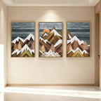 BINCUE Extra Large Mountain Wall Art Farmhouse Mountain Wall Decor Large Landscape Artwork 24x36 Inches Set of 3 Framed Rustic Painting Boho Mountains Artwork for Living Room Bedroom Office Farmhouse