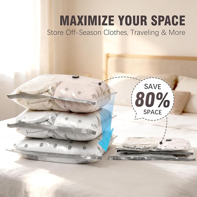Vacuum Storage Bags for Travel, 15 Pack Vacuum Seal Bags for Clothing With Wireless Electric Pump, Space Saver Bags for Luggage, Clothes, Seasonal Storage- Vacuum Compression Bags Travel Essentials