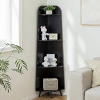 VECELO Large Tall Corner Shelf, 66.93" H 4-Tier Corner Storage Organizer, Freestanding Corner Display Rack for Living Room Bedroom Home Office, Black