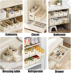 Foldable Storage Bins, 2 Pack Plastic Expandable Boxes for Organizing, Adjustable from 11-18.8" Drawer Organizers Separators Dividers for Bedroom Kitchen Utensils Tools Closet, Large
