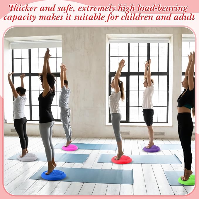 Libima 8 Pcs Wiggle Seat Inflated Wobble Cushion Sensory Seat Flexible Balance Board Balance Disc for Men Women Physical Exercise Improving Posture Home Office