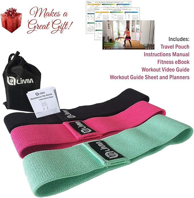 Fittest Pro by Limm Resistance Bands for Legs and Butt, Fabric Exercise Loop Bands Yoga, Pilates, Rehab, Fitness and Home Workout, Strength Bands for Booty