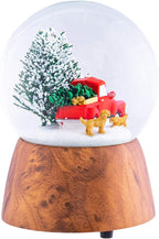 Red Truck With Dogs Cherry Woodgrain 6 x 4 Resin and Metal Holiday Musical Snow Globe